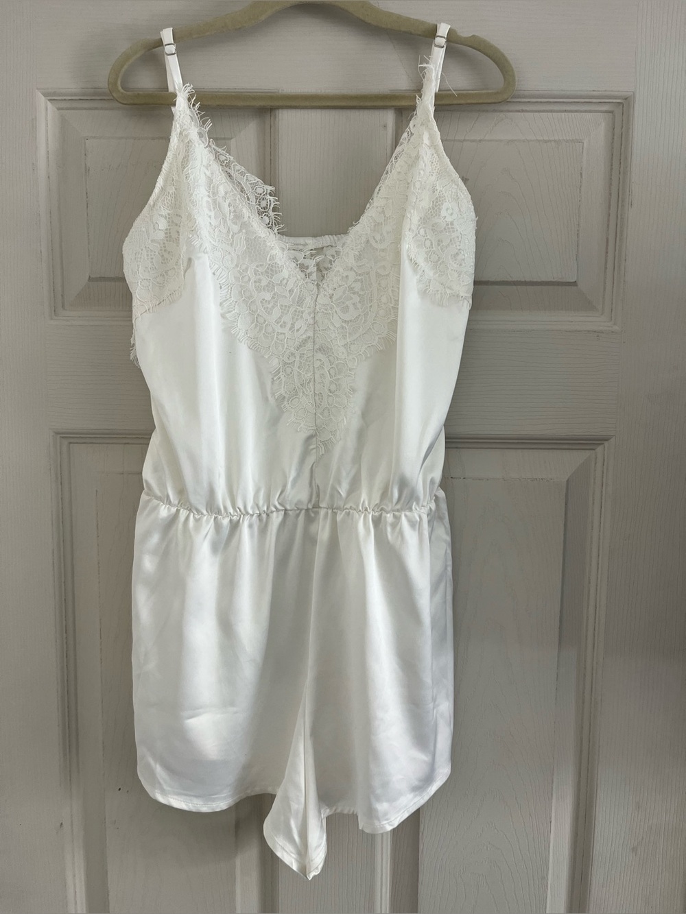 Lulus White Satin Lace-Trim Romper | Sleepwear & Loungewear Size